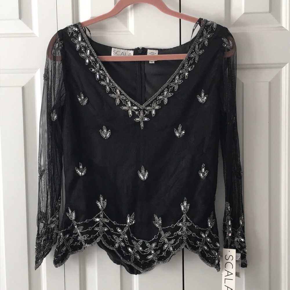 NWT Scala Formal top with sequins size M